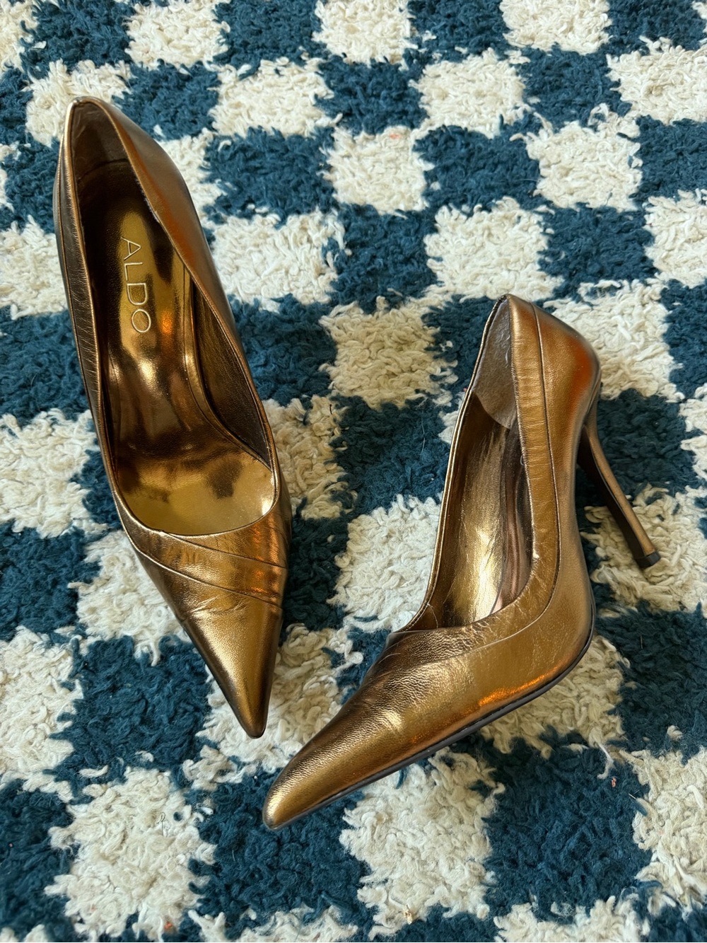 Y2k Aldo Metallic Bronze Pointed-Toe Stiletto Heels